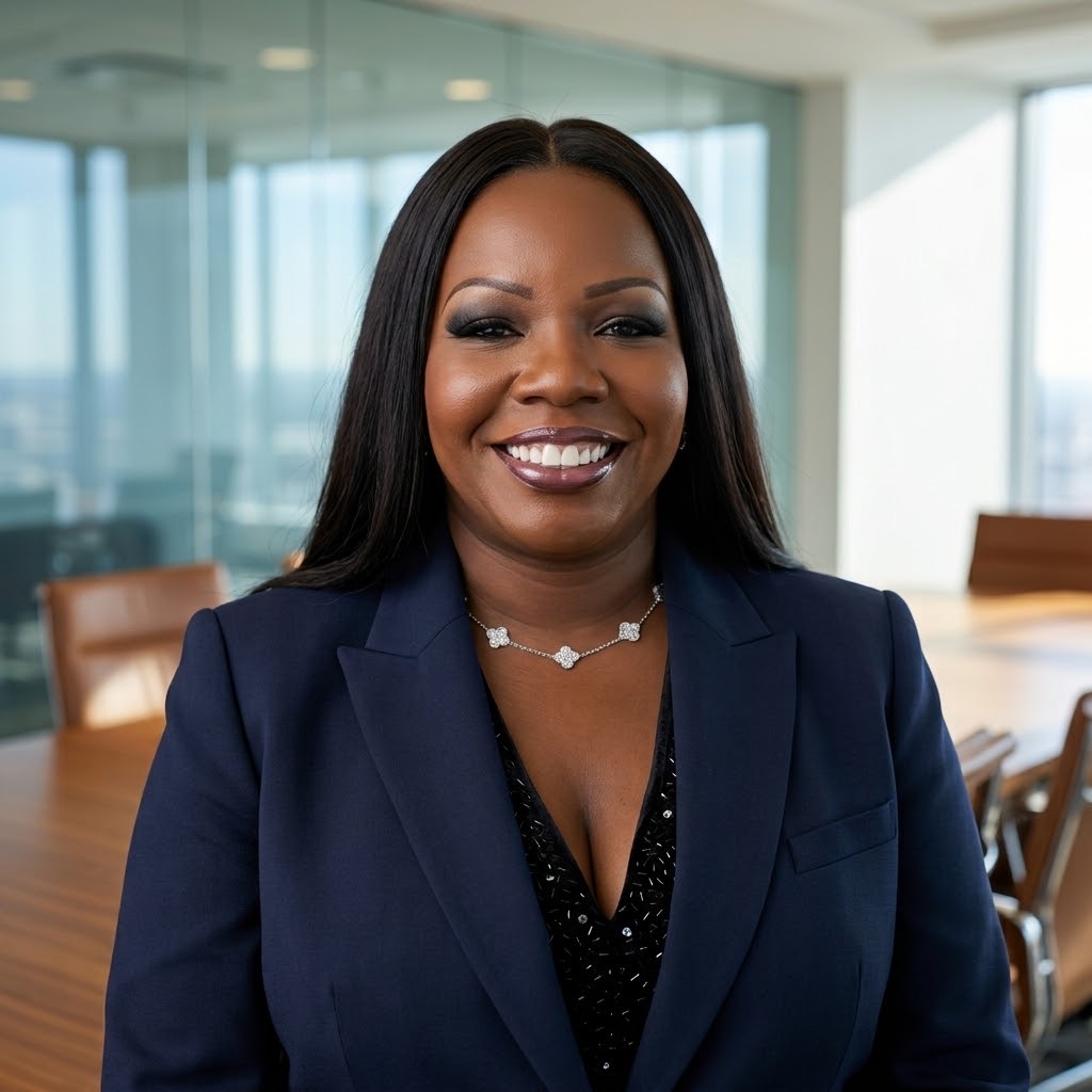 Cynthia P. Stafford smiling in a navy blazer
